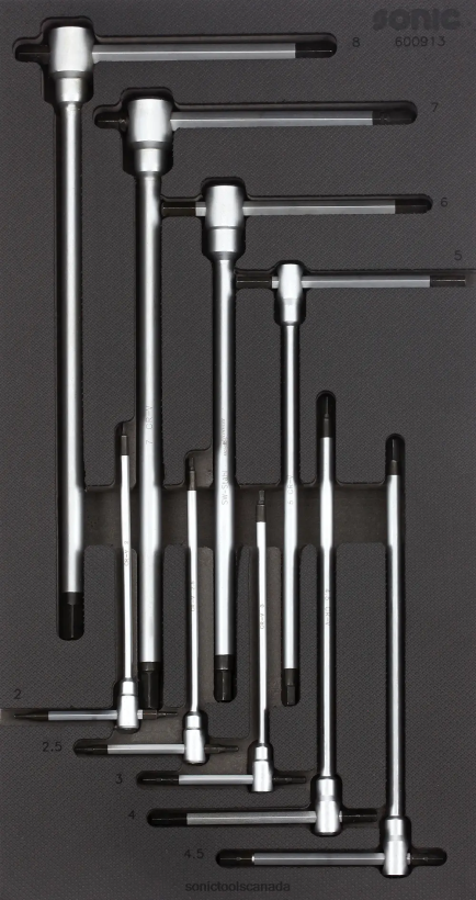 Sonic Hexagon Key Wrench Set 3 Tip T-Handle Sfs 1/3 9-Pcs Reliable F0882J814