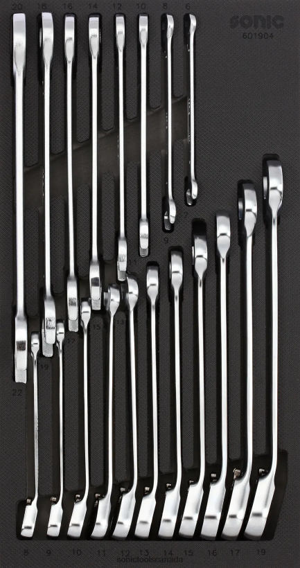 Sonic Reversible Ratcheting & Open Wrench Set Sfs 1/3 19-Pcs Practical F0882J825