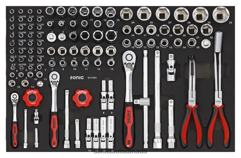 Sonic Bit Socket Set 1/4" 3/8" & 1/2" Sfs 111-Pcs Practical F0882J223
