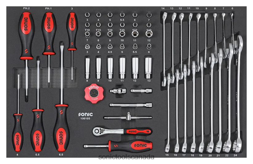 Sonic Combination 1/4" Screwdriver And Wrench Set Sfs 61-Pcs Reliable F0882J838