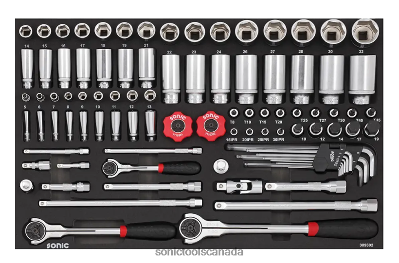 Sonic Socket Set 1/4" 3/8" 12" Metric Sfs 93-Pcs Reliable F0882J890