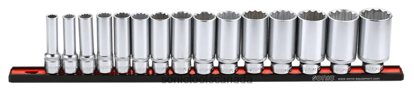 Sonic Deep Socket Set (Sae) On Rail 1/2" 15-Pcs Latest F0882J325