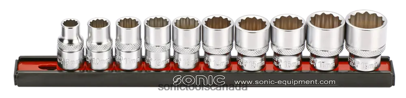 Sonic Flank Socket Set 3/8" 12 Pt. On Rail 10-Pcs Latest F0882J935