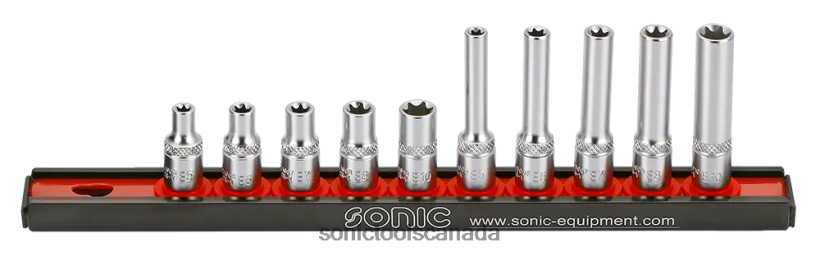 Sonic Tx-E Socket Set 1/4" Tx On Rail 10-Pcs Practical F0882J953