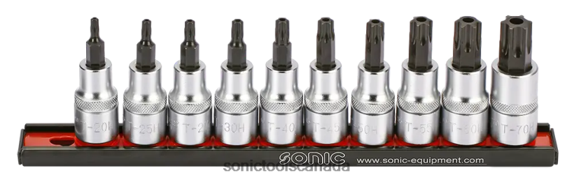 Sonic Tx Tamper Bit Socket Set On Rail 1/2" 10-Pcs Practical F0882J2161